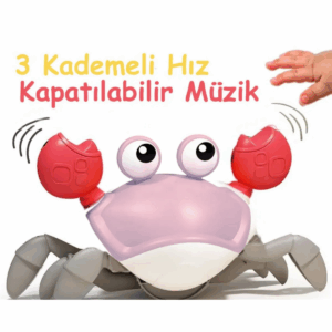 Emeklemeye Yardımcı 3 Hız Kademeli Kapatıp Açılabilen Müzikli Sensörlü Şarjlı Yengeç Oyuncak