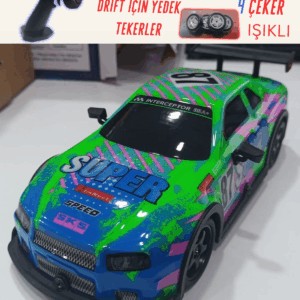 1:22 Ölçek 2.4 Ghz Özel Kumandalı 4 Çeker Full Fonksiyon Işıklı 25 km Hızlı Drift RC Araba YEŞİL