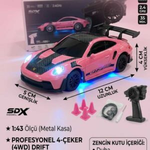 1:43 Ölçek Metal Şarjlı Mini Drift Rc 15 Km Hız 4 Çeker GT3 RS Tasarım Profesyonel Uzaktan Kumandalı Drift ve Yarış Arabası