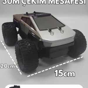 2.4ghz 30 Metre Çekim Mesafeli 20Km Hızlı Uzaktan Kumandalı Işıklı Şarjlı Tesla Cybertruck Görünümlü Pikap Araba