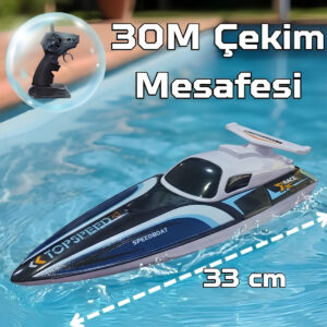 20Km Hızlı Şarjlı Uzaktan Kumandalı Çift Pervaneli Yüksek İtiş Güçlü Darbeye Dayanıklı Sürat Teknesi
