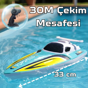 20Km Hızlı Şarjlı Uzaktan Kumandalı Çift Pervaneli Yüksek İtiş Güçlü Darbeye Dayanıklı Sürat Teknesi