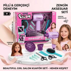 Kuaför Seti Pilli Gerçekçi Güzellik Seti Akseuarlı Oyun Seti