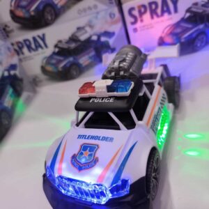 20 Cm Işıklı Müzikli BUHARLI Çarp Dön Polis Arabası Mavi (BEYAZ)