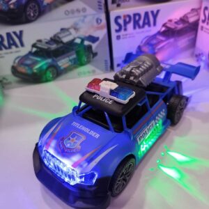 20 Cm Işıklı Müzikli BUHARLI Çarp Dön Polis Arabası Mavi (MAVİ)