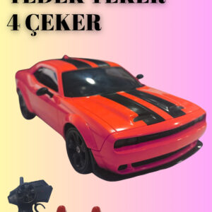 25KM Hız Yapan 2.4Ghz Dodge Challenger Görünümlü Şarjlı Uzaktan Kumandalı Drift Araba (KIRMIZI)