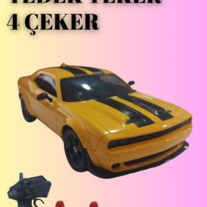 25KM Hız Yapan 2.4Ghz Dodge Challenger Görünümlü Şarjlı Uzaktan Kumandalı Drift Araba (SARI)