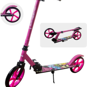 50 Kg Kapasiteli 2 Teker Katlanabilir Ayarlanabilir Direksiyon Destek Ayaklı Eğimle Yönlendirmeli Scooter (PEMBE)