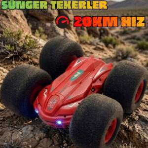 20 Km Hız 7.4V Büyük Boy Sünger Teker Uzaktan Kumandalı Full Fonksiyon Akrobat Araba (KIRMIZI)