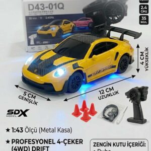 1:43 Ölçek Metal Şarjlı Mini Drift Rc 15 Km Hız 4 Çeker GT3 RS Tasarım Profesyonel Uzaktan Kumandalı Drift ve Yarış Arabası
