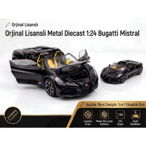 1:24 Ölçek Orjinal Lisanslı Diecast Metal Bugatti Mistral Araba ( SİYAH )
