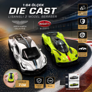 1:64 Ölçek Orjinal Lisanlı Metal Die Cast 2 Li Set Bugatti Divo ve Aston Martin Valkyrıe- Set 2