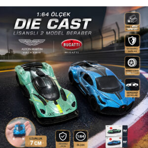 1:64 Ölçek Orjinal Lisanlı Metal Die Cast 2 Li Set Bugatti Divo ve Aston Martin Valkyrıe