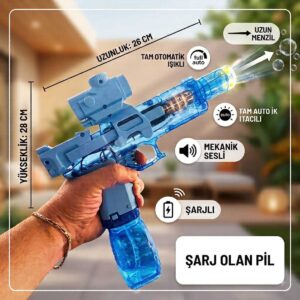 Tam Otomatik Seri Atış Özellikli Mekanik Sesli Şarj Olan Pilli Işıklı Su Tabancası Seri Atış Uzun Menzil