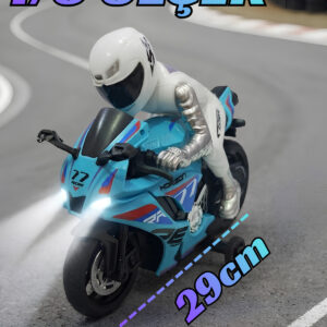 1/8 Ölçek 2.4Ghz Uzaktan Kumandalı 15KM HIZ Şarjlı Drift Atan Işıklı Motosiklet (Motor Oyuncak) (MAVİ)