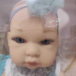 32 CM Tam Vinil Kıyafetli Güzel Bebek Emzik Aksesuarlı Mavi -59995