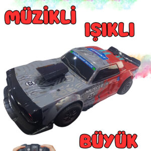 1/8 Ölçek 2.4Ghz 7.4V Işıklı Şarjlı Sesli Uzaktan Kumandalı DUMANLI Araba (KIRMIZI)