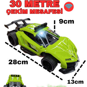 28 Cm 2.4 GHz Uzaktan Kumandalı Şarjlı Full Fonksiyon Yarış Arabasi (YEŞİL)