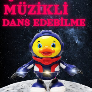 Işıklı Müzikli Dans Eden Tatlı Hayvan Astronot Oyuncağı - Emeklemeye Yardımcı Işıklı Müzikli Oyuncak (LACİVERT)