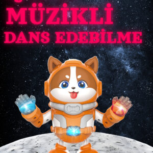 Işıklı Müzikli Dans Eden Tatlı Hayvan Astronot Oyuncağı - Emeklemeye Yardımcı Işıklı Müzikli Oyuncak (TURUNCU)