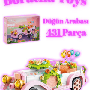 Balonlu Düğün Arabası Pembe Yapı Oyuncak Yapı Oyuncağı 431 PARÇA