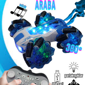 Drift Yapan Uzaktan Kumandalı Araba-Buhar,Işık,Ses,TypeC Şarj,360°Dönüş,Full Fonksiyon (Mavi)