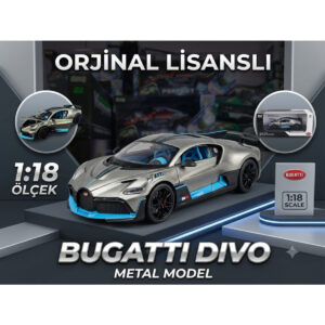 1:18 Ölçek Orjinal Lisanslı Diecast Metal Bugatti Divo Araba ( GRİ )
